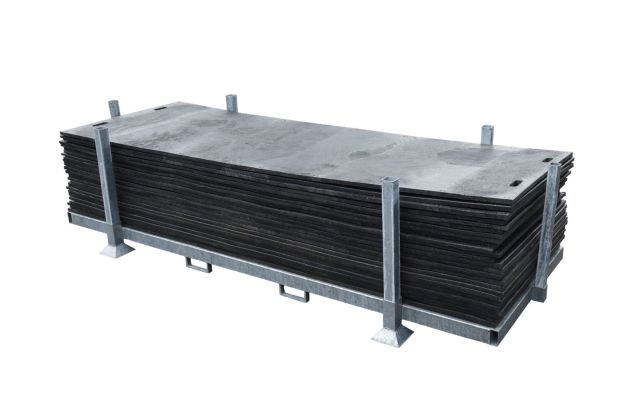 Storage box filled with ground protection mats | 300x100x2cm | OS